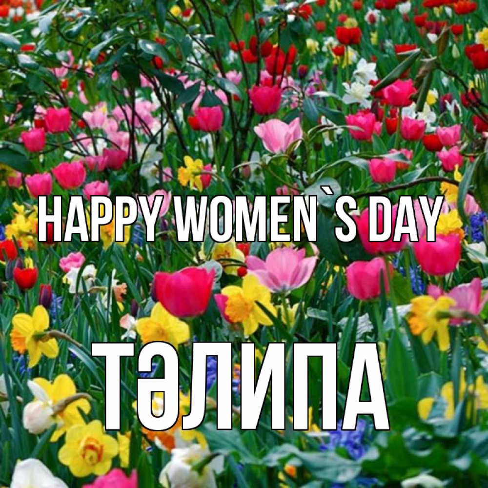 Greetings card с именем, ТӘЛИПА happy women`s day с международным женским днем поздравления для женщины Greetings with text for free download 